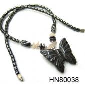 Hematite Butterfly Pendant Beads Stone Chain Choker Fashion Women Necklace